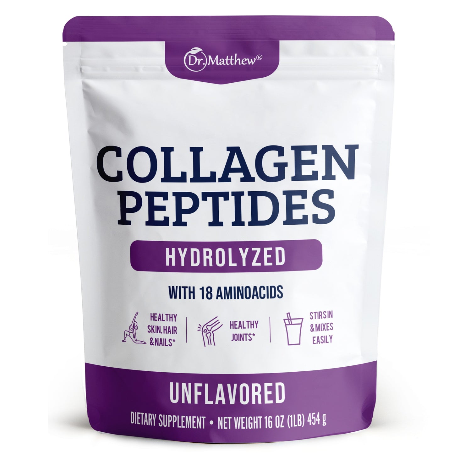 Collagen Protein Powder. Unflavored. Grass Fed. For Joints, Skin, Hair Growth & Muscle Recovery.