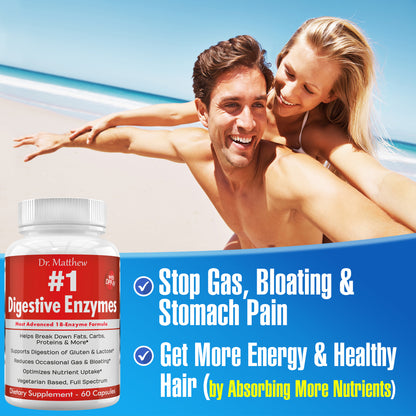 Digestive Enzymes for Women & Men with Lactase Lipase Amylase Bromelain