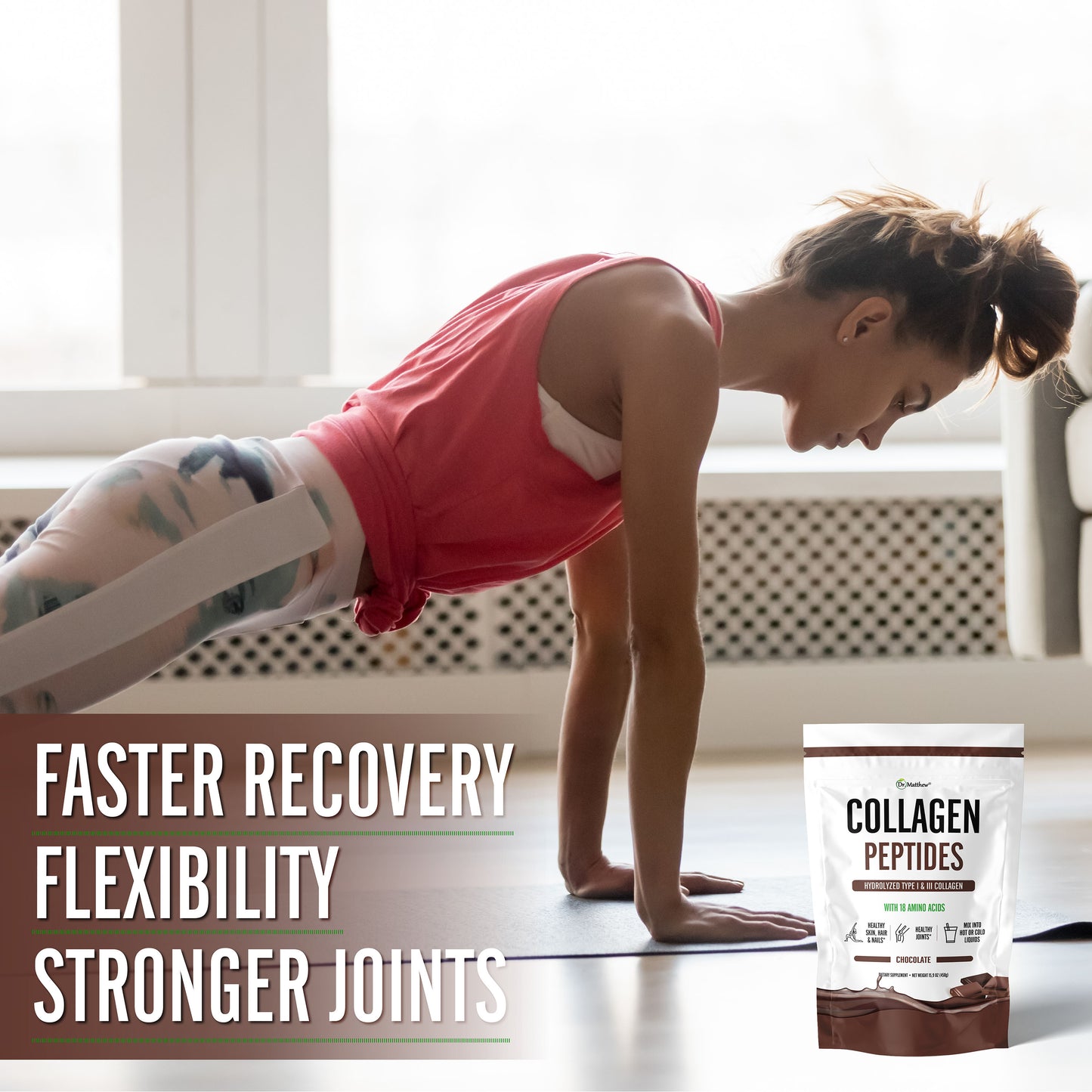 Chocolate Collagen Powder with Hyaluronic Acid, Biotin and Vitamin C