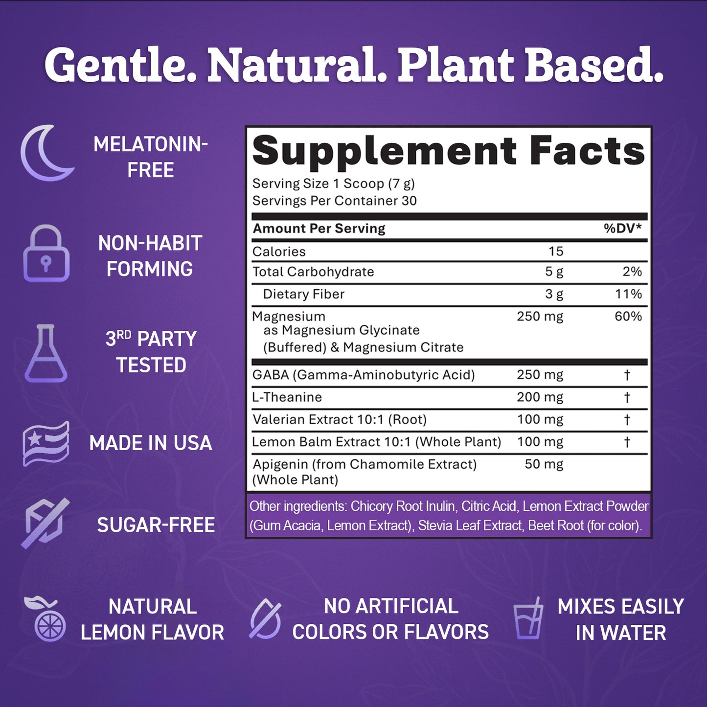 Magnesium Powder for Sleep—Melatonin-Free Night Drink. Sleep Aid with Magnesium Glycinate + Citrate, GABA, L-Theanine, Apigenin, Valerian & Lemon Balm—Sugar-Free