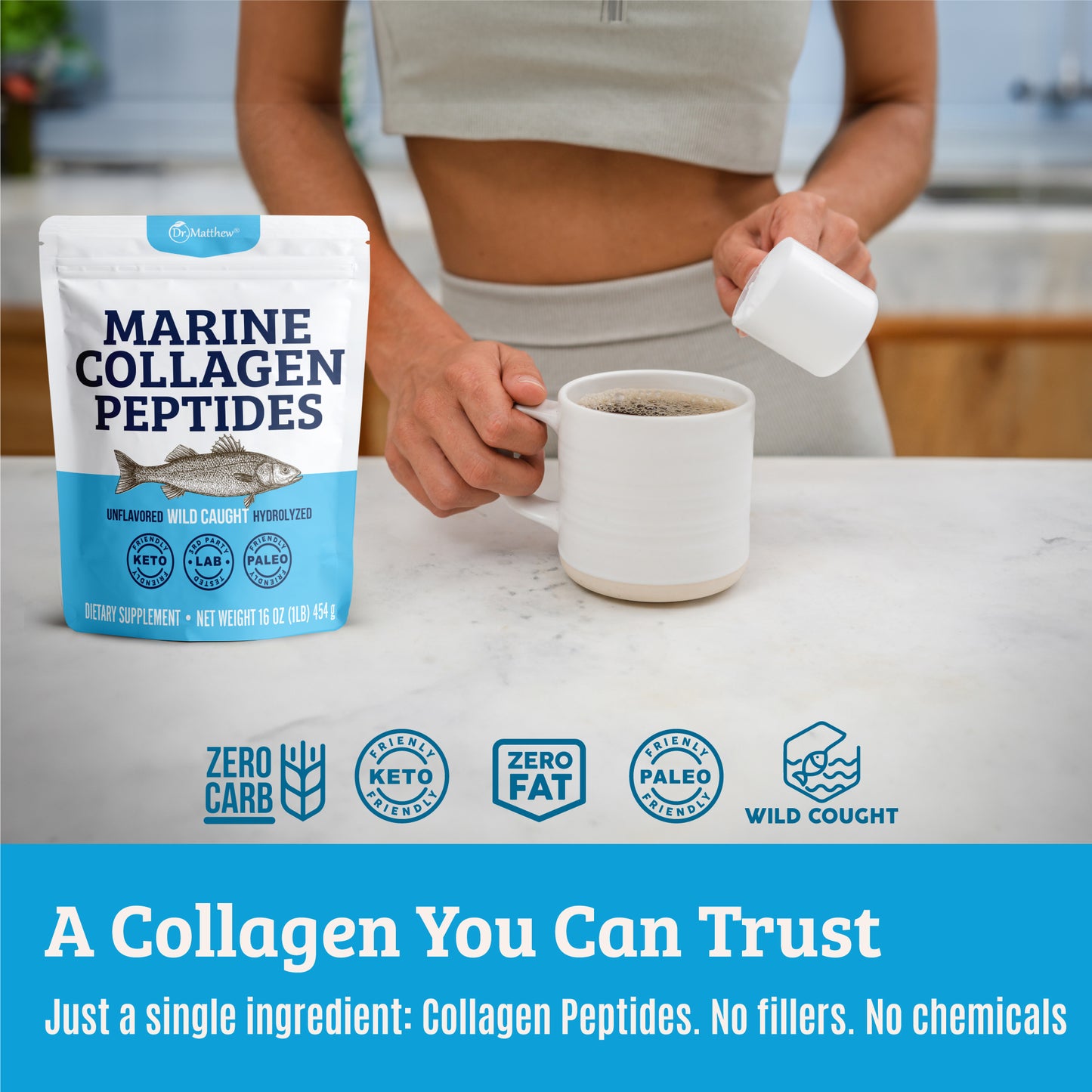 Marine Collagen Powder from Wild Caught Fish for Skin, Hair, Nail, Joint.