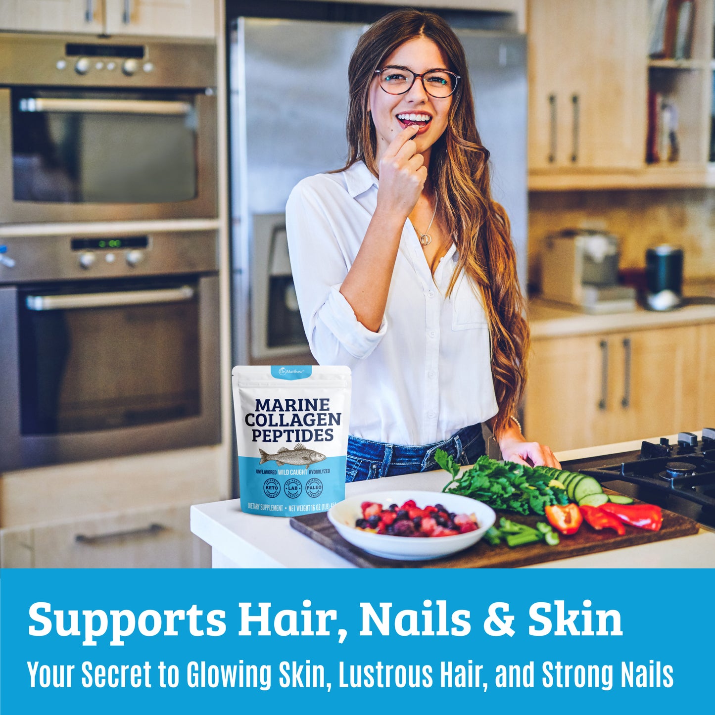 Marine Collagen Powder from Wild Caught Fish for Skin, Hair, Nail, Joint.