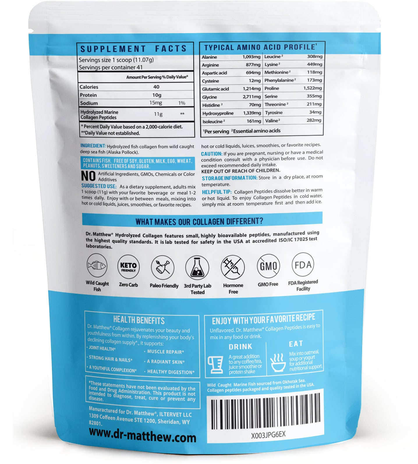 Marine Collagen Powder from Wild Caught Fish for Skin, Hair, Nail, Joint.