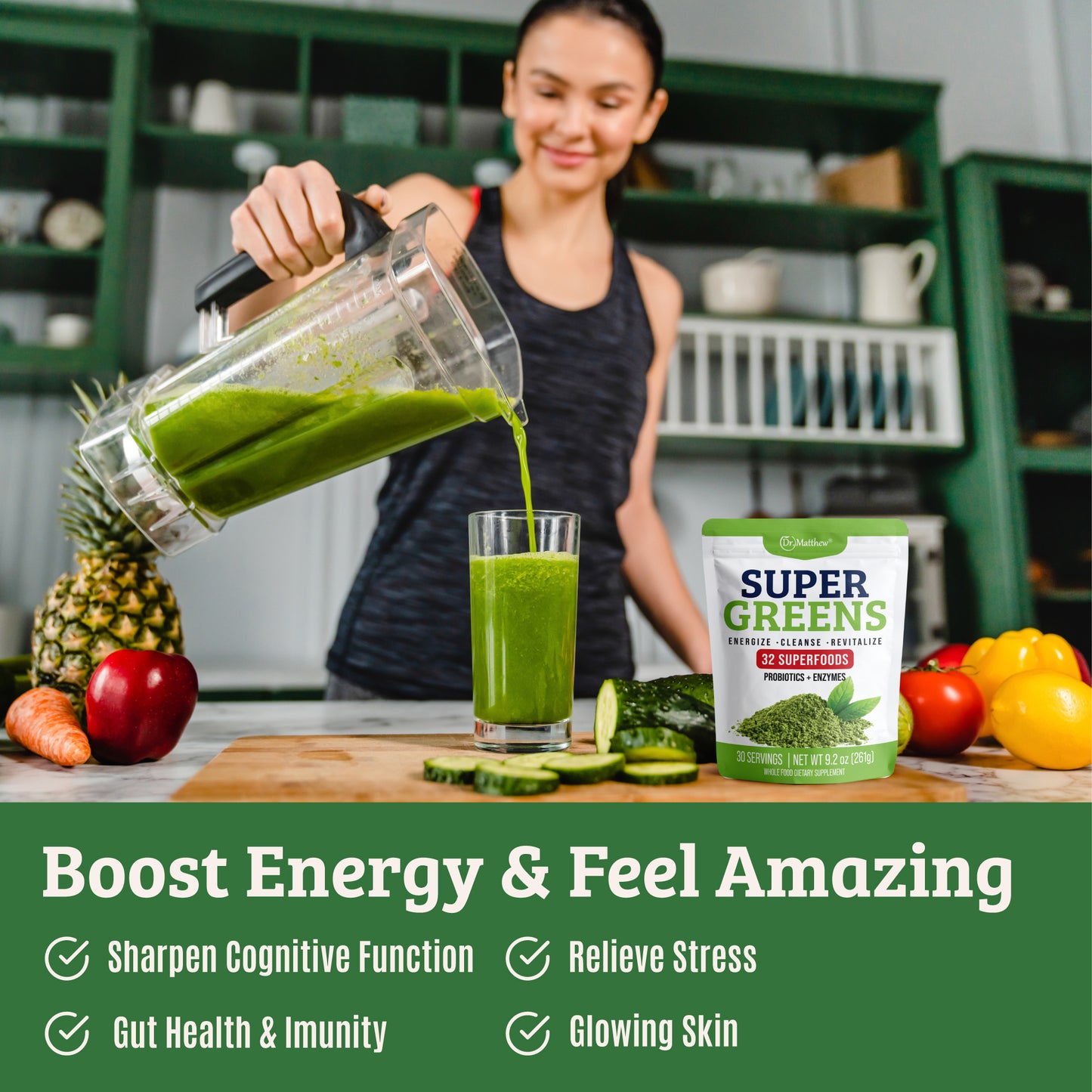 Super Greens Powder with 32 Superfoods