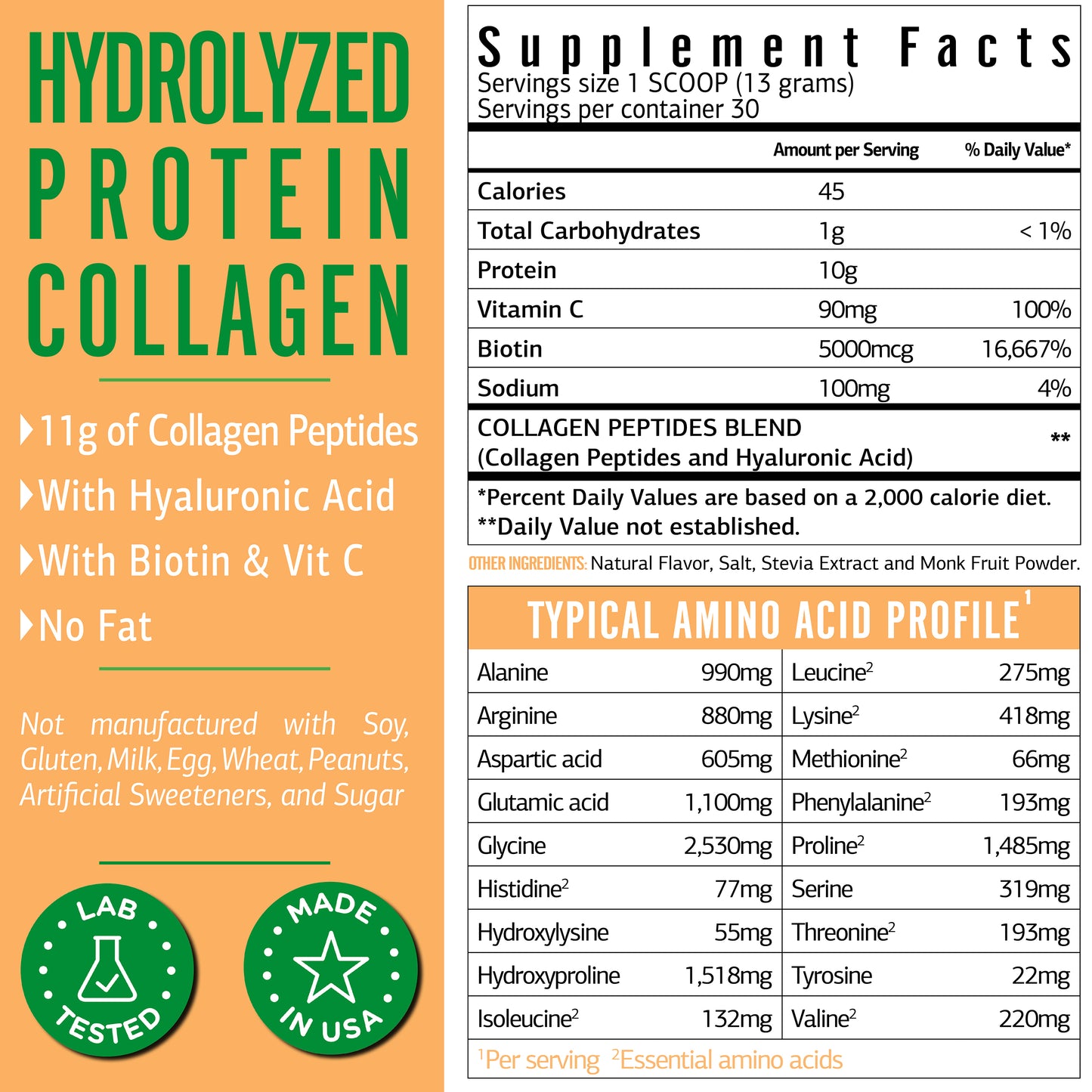 Vanilla Collagen Powder with Hyaluronic Acid, Biotin and Vitamin C