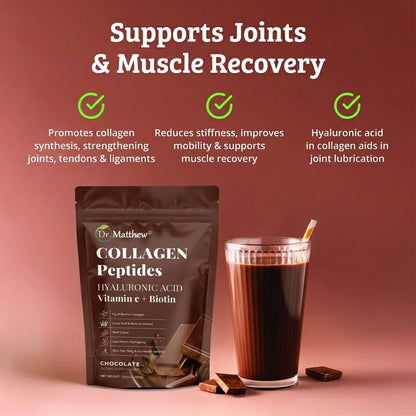 Chocolate Collagen Powder with Hyaluronic Acid, Biotin and Vitamin C