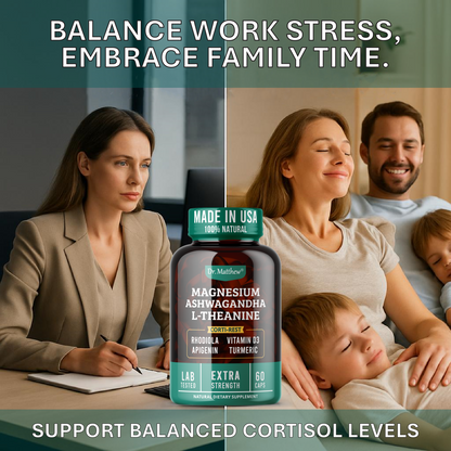 Cortisol Supplement with Ashwagandha KSM-66, Magnesium Glycinate & Threonate.