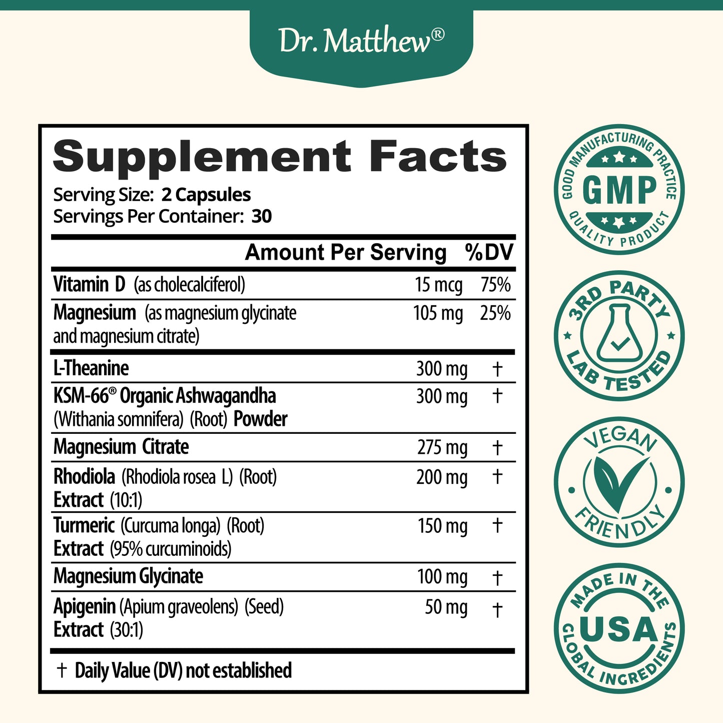Cortisol Supplement with Ashwagandha KSM-66, Magnesium Glycinate & Threonate.