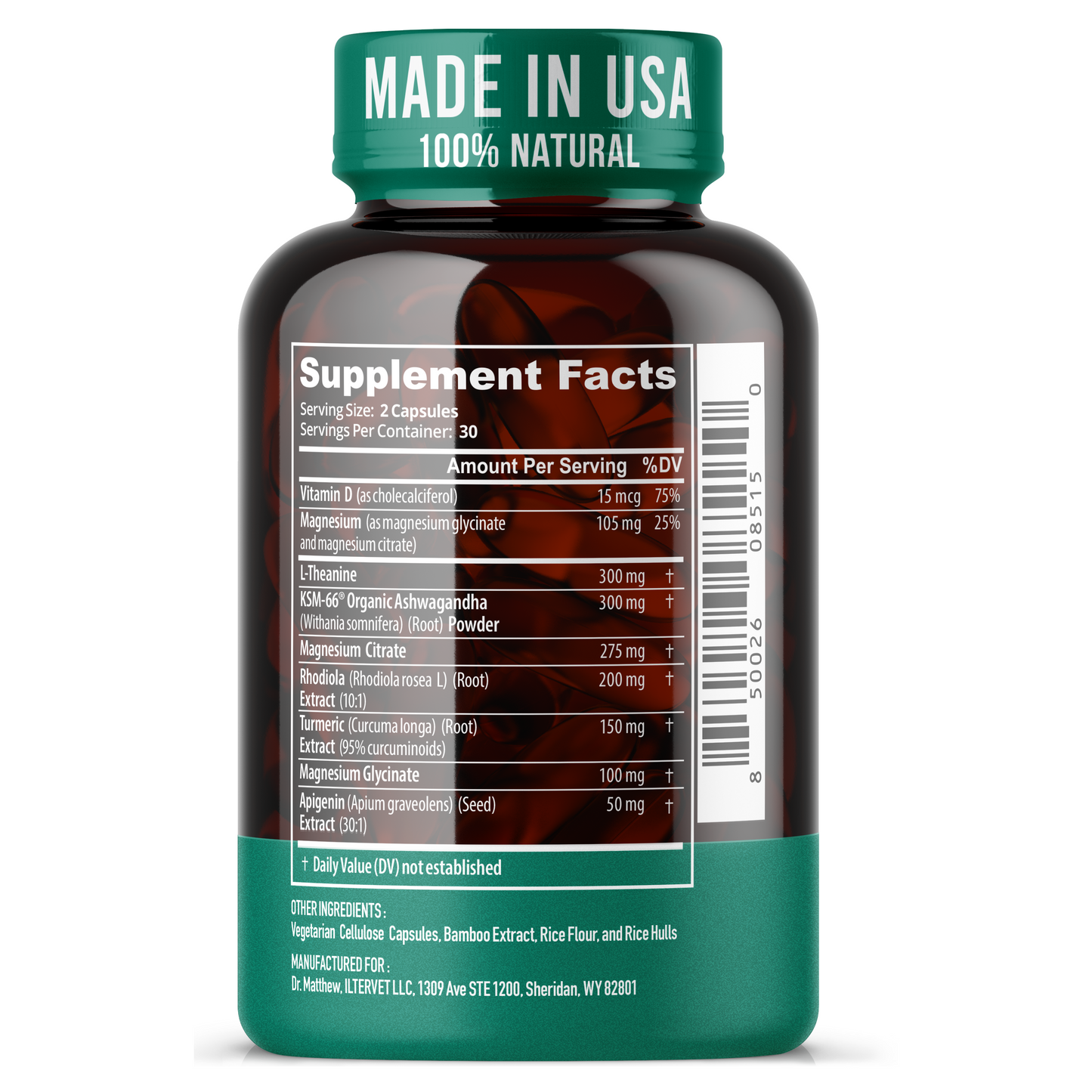 Cortisol Supplement with Ashwagandha KSM-66, Magnesium Glycinate & Threonate.