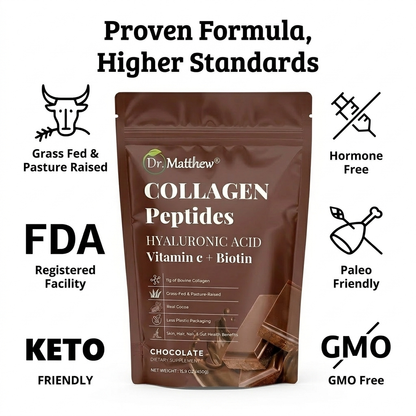 Chocolate Collagen Powder with Hyaluronic Acid, Biotin and Vitamin C