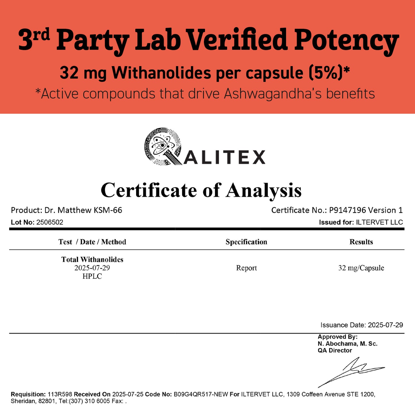 Organic Ashwagandha KSM 66 Capsules