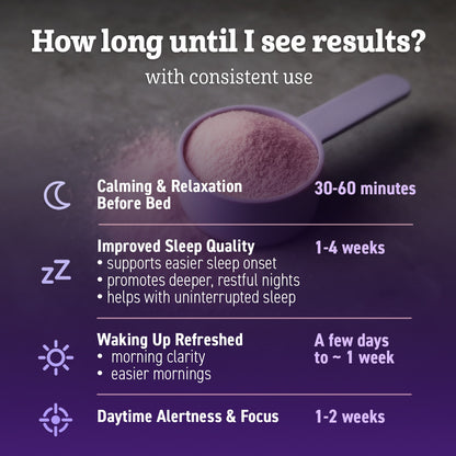 Magnesium Powder for Sleep—Melatonin-Free Night Drink. Sleep Aid with Magnesium Glycinate + Citrate, GABA, L-Theanine, Apigenin, Valerian & Lemon Balm—Sugar-Free